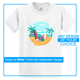 Personalised White Tee With Your Own Destination Artwork Print On Front